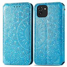 Custodia Portafoglio In Pelle Fantasia Modello Cover con Supporto S01D per Samsung Galaxy A03 Blu