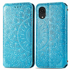 Custodia Portafoglio In Pelle Fantasia Modello Cover con Supporto S01D per Samsung Galaxy A03 Core Blu