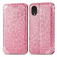 Custodia Portafoglio In Pelle Fantasia Modello Cover con Supporto S01D per Samsung Galaxy A03 Core Oro Rosa