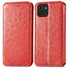 Custodia Portafoglio In Pelle Fantasia Modello Cover con Supporto S01D per Samsung Galaxy A03 Rosso