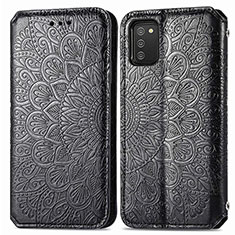 Custodia Portafoglio In Pelle Fantasia Modello Cover con Supporto S01D per Samsung Galaxy A03s Nero