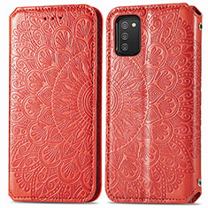 Custodia Portafoglio In Pelle Fantasia Modello Cover con Supporto S01D per Samsung Galaxy A03s Rosso