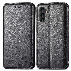 Custodia Portafoglio In Pelle Fantasia Modello Cover con Supporto S01D per Samsung Galaxy A04s Nero