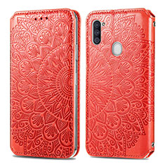 Custodia Portafoglio In Pelle Fantasia Modello Cover con Supporto S01D per Samsung Galaxy A11 Rosso