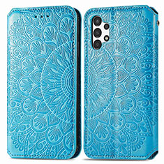 Custodia Portafoglio In Pelle Fantasia Modello Cover con Supporto S01D per Samsung Galaxy A13 4G Blu