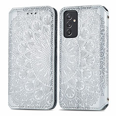 Custodia Portafoglio In Pelle Fantasia Modello Cover con Supporto S01D per Samsung Galaxy A15 4G Argento