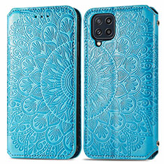 Custodia Portafoglio In Pelle Fantasia Modello Cover con Supporto S01D per Samsung Galaxy A22 4G Blu