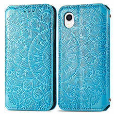 Custodia Portafoglio In Pelle Fantasia Modello Cover con Supporto S01D per Samsung Galaxy A22 5G SC-56B Blu