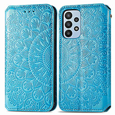 Custodia Portafoglio In Pelle Fantasia Modello Cover con Supporto S01D per Samsung Galaxy A23 4G Blu