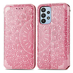 Custodia Portafoglio In Pelle Fantasia Modello Cover con Supporto S01D per Samsung Galaxy A23 4G Oro Rosa