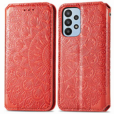Custodia Portafoglio In Pelle Fantasia Modello Cover con Supporto S01D per Samsung Galaxy A23 4G Rosso