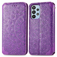 Custodia Portafoglio In Pelle Fantasia Modello Cover con Supporto S01D per Samsung Galaxy A23 4G Viola