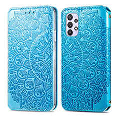 Custodia Portafoglio In Pelle Fantasia Modello Cover con Supporto S01D per Samsung Galaxy A32 4G Blu