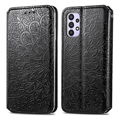 Custodia Portafoglio In Pelle Fantasia Modello Cover con Supporto S01D per Samsung Galaxy A32 4G Nero