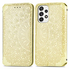 Custodia Portafoglio In Pelle Fantasia Modello Cover con Supporto S01D per Samsung Galaxy A33 5G Oro