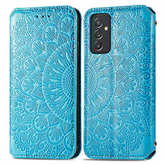 Custodia Portafoglio In Pelle Fantasia Modello Cover con Supporto S01D per Samsung Galaxy A35 5G Blu