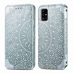 Custodia Portafoglio In Pelle Fantasia Modello Cover con Supporto S01D per Samsung Galaxy A51 4G Argento