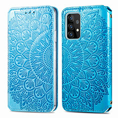 Custodia Portafoglio In Pelle Fantasia Modello Cover con Supporto S01D per Samsung Galaxy A52 4G Blu