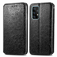 Custodia Portafoglio In Pelle Fantasia Modello Cover con Supporto S01D per Samsung Galaxy A52 4G Nero