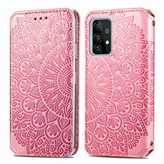 Custodia Portafoglio In Pelle Fantasia Modello Cover con Supporto S01D per Samsung Galaxy A52 4G Oro Rosa