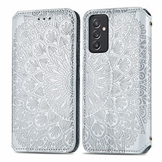 Custodia Portafoglio In Pelle Fantasia Modello Cover con Supporto S01D per Samsung Galaxy A54 5G Argento