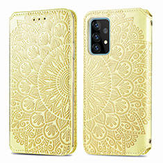 Custodia Portafoglio In Pelle Fantasia Modello Cover con Supporto S01D per Samsung Galaxy A72 5G Oro