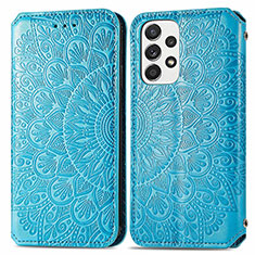 Custodia Portafoglio In Pelle Fantasia Modello Cover con Supporto S01D per Samsung Galaxy A73 5G Blu