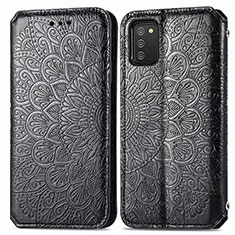 Custodia Portafoglio In Pelle Fantasia Modello Cover con Supporto S01D per Samsung Galaxy F02S SM-E025F Nero