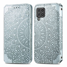 Custodia Portafoglio In Pelle Fantasia Modello Cover con Supporto S01D per Samsung Galaxy F62 5G Argento