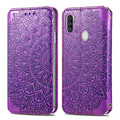 Custodia Portafoglio In Pelle Fantasia Modello Cover con Supporto S01D per Samsung Galaxy M11 Viola