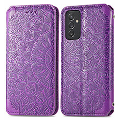 Custodia Portafoglio In Pelle Fantasia Modello Cover con Supporto S01D per Samsung Galaxy M14 5G Viola