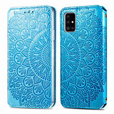 Custodia Portafoglio In Pelle Fantasia Modello Cover con Supporto S01D per Samsung Galaxy M40S Blu