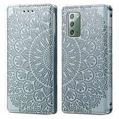 Custodia Portafoglio In Pelle Fantasia Modello Cover con Supporto S01D per Samsung Galaxy Note 20 5G Argento