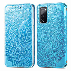 Custodia Portafoglio In Pelle Fantasia Modello Cover con Supporto S01D per Samsung Galaxy S20 FE 4G Blu