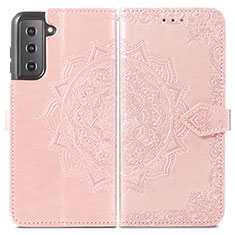 Custodia Portafoglio In Pelle Fantasia Modello Cover con Supporto S01D per Samsung Galaxy S23 Plus 5G Rosa