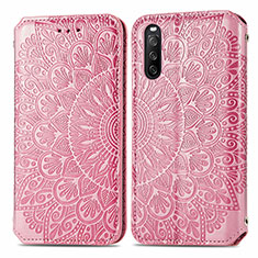 Custodia Portafoglio In Pelle Fantasia Modello Cover con Supporto S01D per Sony Xperia 10 III Lite Oro Rosa