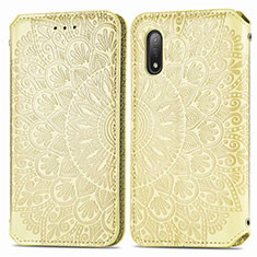 Custodia Portafoglio In Pelle Fantasia Modello Cover con Supporto S01D per Sony Xperia Ace II SO-41B Oro