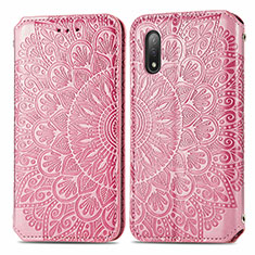 Custodia Portafoglio In Pelle Fantasia Modello Cover con Supporto S01D per Sony Xperia Ace II SO-41B Oro Rosa