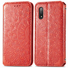 Custodia Portafoglio In Pelle Fantasia Modello Cover con Supporto S01D per Sony Xperia Ace II SO-41B Rosso