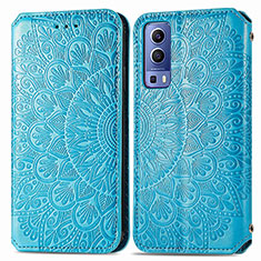 Custodia Portafoglio In Pelle Fantasia Modello Cover con Supporto S01D per Vivo iQOO Z3 5G Blu