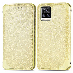 Custodia Portafoglio In Pelle Fantasia Modello Cover con Supporto S01D per Vivo V20 (2021) Oro