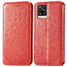 Custodia Portafoglio In Pelle Fantasia Modello Cover con Supporto S01D per Vivo V20 Rosso