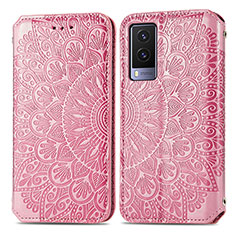 Custodia Portafoglio In Pelle Fantasia Modello Cover con Supporto S01D per Vivo V21e 5G Oro Rosa