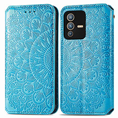 Custodia Portafoglio In Pelle Fantasia Modello Cover con Supporto S01D per Vivo V23 5G Blu