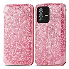 Custodia Portafoglio In Pelle Fantasia Modello Cover con Supporto S01D per Vivo V23 5G Oro Rosa