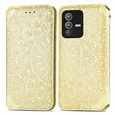 Custodia Portafoglio In Pelle Fantasia Modello Cover con Supporto S01D per Vivo V23 Pro 5G Oro