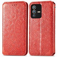 Custodia Portafoglio In Pelle Fantasia Modello Cover con Supporto S01D per Vivo V23 Pro 5G Rosso