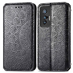 Custodia Portafoglio In Pelle Fantasia Modello Cover con Supporto S01D per Vivo X70 5G Nero