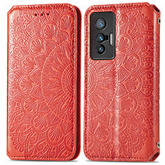 Custodia Portafoglio In Pelle Fantasia Modello Cover con Supporto S01D per Vivo X70t Rosso