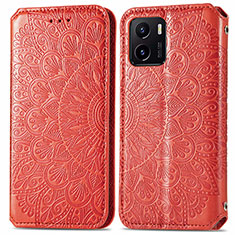 Custodia Portafoglio In Pelle Fantasia Modello Cover con Supporto S01D per Vivo Y01 Rosso